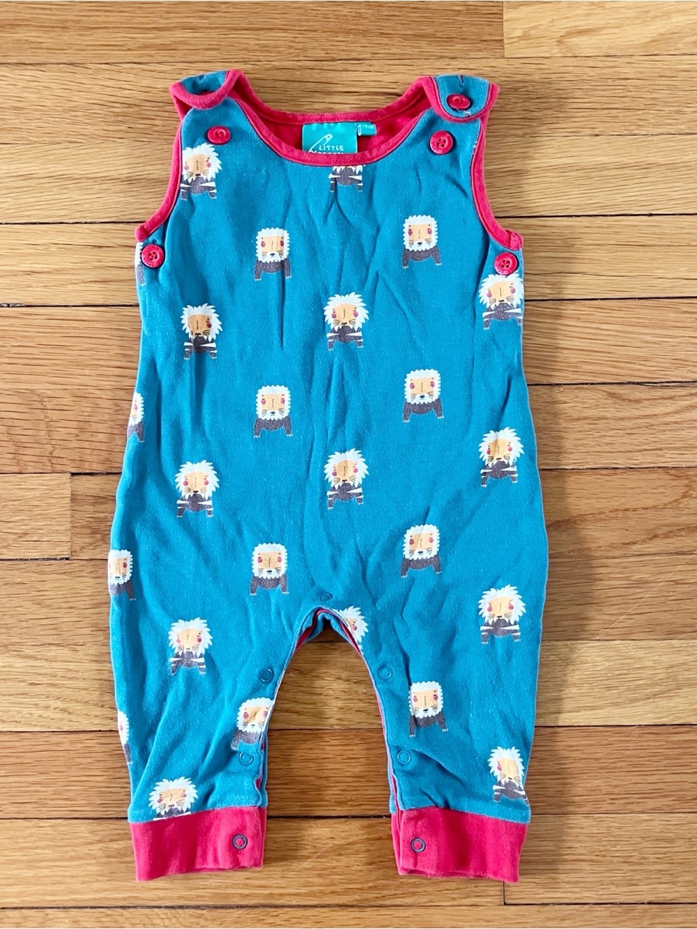 Little Green Radicals Green Red Lion Organic Cotton One Piece Dungarees 74 6-9